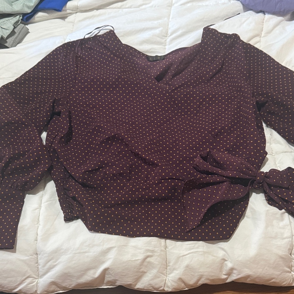 Elegant Burgundy Polka Dot Blouse
